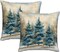 Christmas Pillow Covers 18x18 Inch Set of 2 Decorative Throw Pillows Winter Watercolor Blue Green Tree Soft Christmas Pillow Case for Home Sofa Bedroom Livingroom Decor